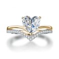 thumbnail image 1 of Exquisite V-Shape Solitaire Ring with Heart Shape Zircon - Perfect for Engagement, Banquet, and Valentine's Day Gift, 1 of 5