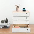 thumbnail image 2 of 4-Drawers Desk Storage Box with Lock, Desktop Wooden Storage Organizer, Wood Storage Shelf Rack, Night Stand Table Organizer, Stackable Wooden Tool Box for Home Office, 2 of 9