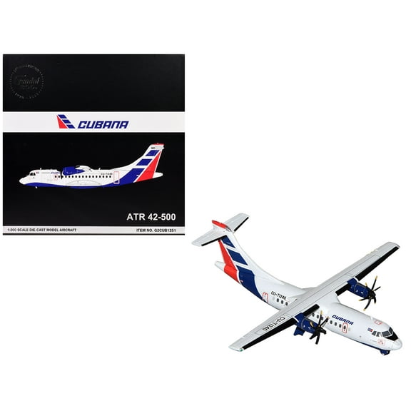 ATR 42-500 Commercial Aircraft "Cubana" (CU-T1240) White with Blue and Red Tail "Gemini 200" Series 1/200 Diecast Model Airplane by GeminiJets
