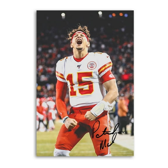 Mahomes Football Star Signed Wall Art Picture Painting Poster Canvas Print Posters Artworks Bedroom Living Room Decor 16x24inch(40x60cm)