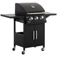 thumbnail image 1 of CoSoTower Outdoor 3 Burner Gas Grill Portable Barbecue w/ Wheels, Warming Rack, Shelves, Cabinet, Thermometer, Black, 1 of 7
