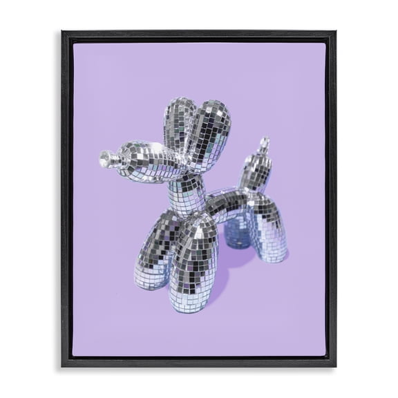 Stupell Industries Art Deco Disco Balloon Animal on Lilac Black Floating Frame Canvas Art, 17 x 21, by LISH Creative