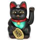 thumbnail image 1 of Eigramset Rey Mono Feng Shui Gatos de la Suerte Haciendo Señas Agitando la Riqueza Gato Maneki Neko 6" Alto Negro Oro Mk9904, 1 of 3