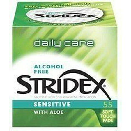 Stridex Daily Care Sensitive Skin Aloe Acne Pads, 55