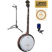 Oscar Schmidt 5-String Banjo With Remo Head, TMS Bundle W/ Stand