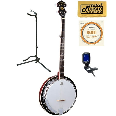 Oscar Schmidt 5-String Banjo With Remo Head, TMS Bundle W/ Stand