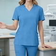 thumbnail image 6 of XUNKUSGA Scrub Tops Women Classic Slim Fit V-Neck Scrubs for Women Soft Stretch Womens Tops Lightweight Breathable T Shirts for Women with Pockets S-2XL Blue, 6 of 9
