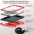thumbnail image 3 of Decase Shockproof Case for Samsung Galaxy Tab A8 10.5" SM-X200 X205 X207, Military Grade Protection Rotating Stand Hand Strap Shoulder Strap Kids Friendly Bumper Rugged Case,Red, 3 of 9