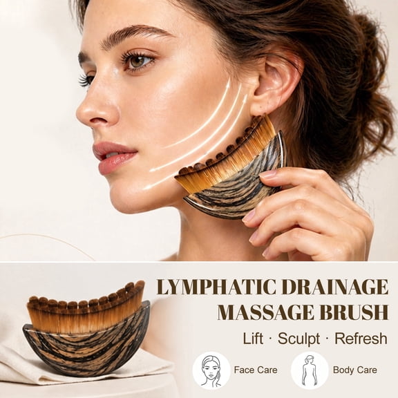 Soft Facial Lymphatic Contour Brush, Dry Brushing Sculpting Tool for Lymphatic Drainage and Puffiness Relief