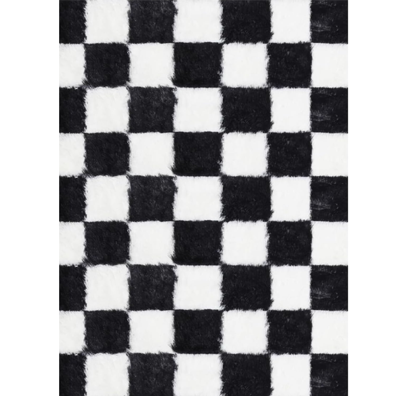 BERTHMEER 6'x9' Area Rugs for Living Room Bedroom Geometric Fluffy Shag Modern Indoor Checkered Rugs Carpets,Black White