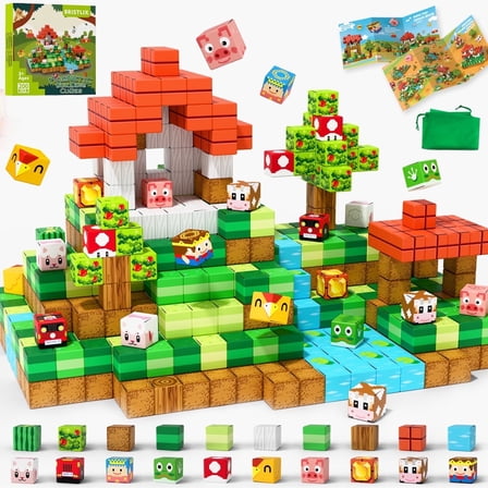 200pcs Farm Animal Magnetic Building Blocks for Kids | STEM Montessori Sensory Toys for School & Home | Construction Toys & Holiday Gifts for Boys Girls Ages 3-12