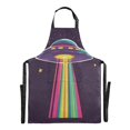 thumbnail image 6 of Yayeee Chief Kitchen Apron with Pockets for Cooking Water Resistant Unisex Adjustable Neck Strap, Colorful UFO, 6 of 7