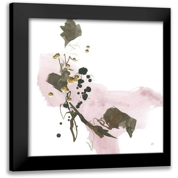 Paschke, Chris 12x12 Black Modern Framed Museum Art Print Titled - Gold Dots IV Pink