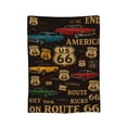 thumbnail image 2 of Vintage Route 66 Classic Car Printed Flannel Blanket - Tear Resistant, Machine Washable, Stain Resistant, All-Purpose Blanket for All Seasons 50x40, 2 of 6