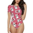 thumbnail image 1 of Saiise Motif Bouledogue Français et Cœur Grenouillère à Manches Courtes Col Rond Pyjama Extensible avec Fermeture à Pression-Grand, 1 of 7