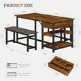 thumbnail image 3 of Dining Table Set for 4, Retro Dining Table Set with 2 Upholstered Benches, Storage Drawers & Wine Rack for Apartment, Small Space, 3 of 7