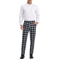 thumbnail image 2 of Pantalones de vestir planos de cintura elástica y stretch de cuadros para hombres INSPIRE CHIC 38 Negro, 2 of 7