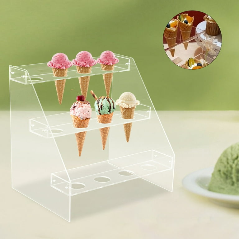 Marketing Holders Mini Ice Cream Cone Holder 12 Slot Retail Countertop  Stand to Display Small Frozen Treats and Desserts in Restaurants and Parlors