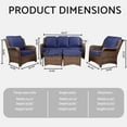 thumbnail image 2 of All-Weather Outdoor Furniture Set Rattan Sofa Chair with Ottoman, Navy Blue PE Wicker Sectional Set for Patio Balcony Garden Backyard, 2 of 7