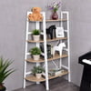 Costway 4 Tier Wood Corner Bookcase Ladder Shelf Wall Unit Bookshelf Display Stand Rack