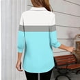 thumbnail image 5 of FRSASU Womens Tops 3/4 Sleeve V Neck Shirts Color Block Casual Business Basic Tees Summer Tops Light Blue S(S), 5 of 5