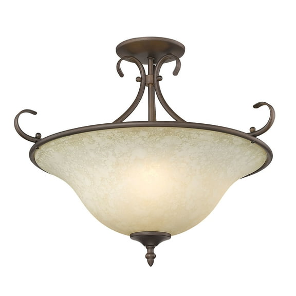 Wry Lighting Homestead 3-light Semi-Flush Mount in Rubbed Bronze