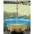 thumbnail image 2 of Outdoor Tablecloth with Umbrella Hole, Ocean Beach Spillproof Waterproof Outdoor Table Cover, Blue Sea Shoreline Coconut Coastal Palm Tree Patio Tablecloths for Party/Garden/Picnic, Round 60 inch, 2 of 9