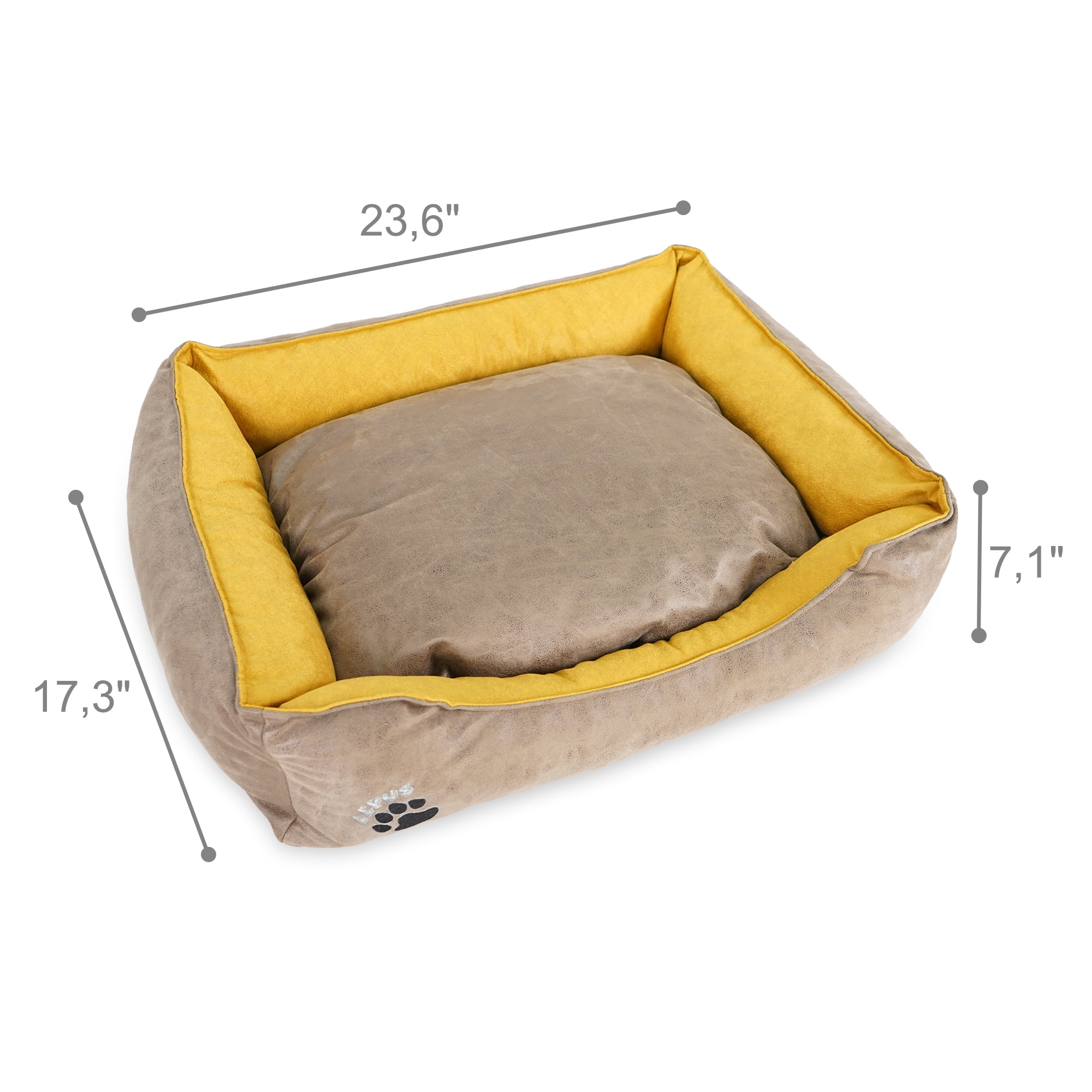 SUSSEXHOME Pets 23.5 x 17.3 x 7 Inches Washable Dog Bed for Medium Dogs - Durable Waterproof Sofa Dog Bed with Sides - (BROWN)