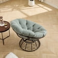 thumbnail image 5 of S-HOME Ergonomic Brown Frame Wicker Papasan Chair with Thick Cushion, 360 Degree Swivel for Living Room & Outdoors, Light Green, 5 of 16