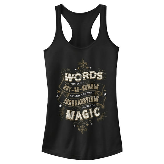 Junior's Harry Potter Dumbledore Humble Wisdom Racerback Tank Top Black Large