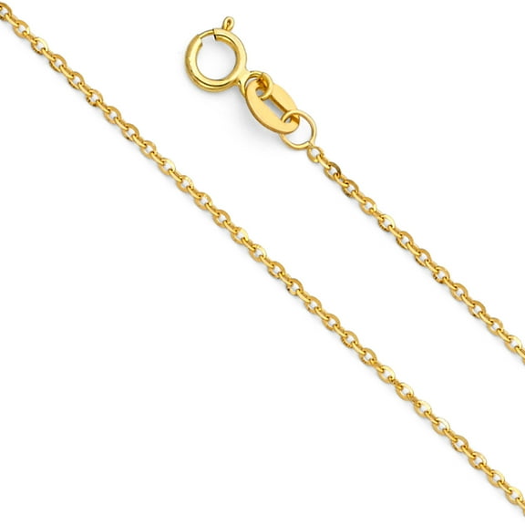 14k Yellow Gold 1.2mm Cable Diamond-Cut Solid Rolo Chain Link Necklace 16" Jewelry Female Unisex