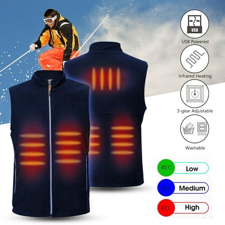 Electric Heated Vest Jacket Lightweight Coat Heated Vest Activewear USB Charging Winter Jacket Heating Clothing for Outdoor Skiing