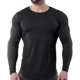 thumbnail image 1 of Blusa ajustada masculina elástica de algodón de secado rápido mezcla de manga larga Fitness running camiseta negra XL, 1 of 10