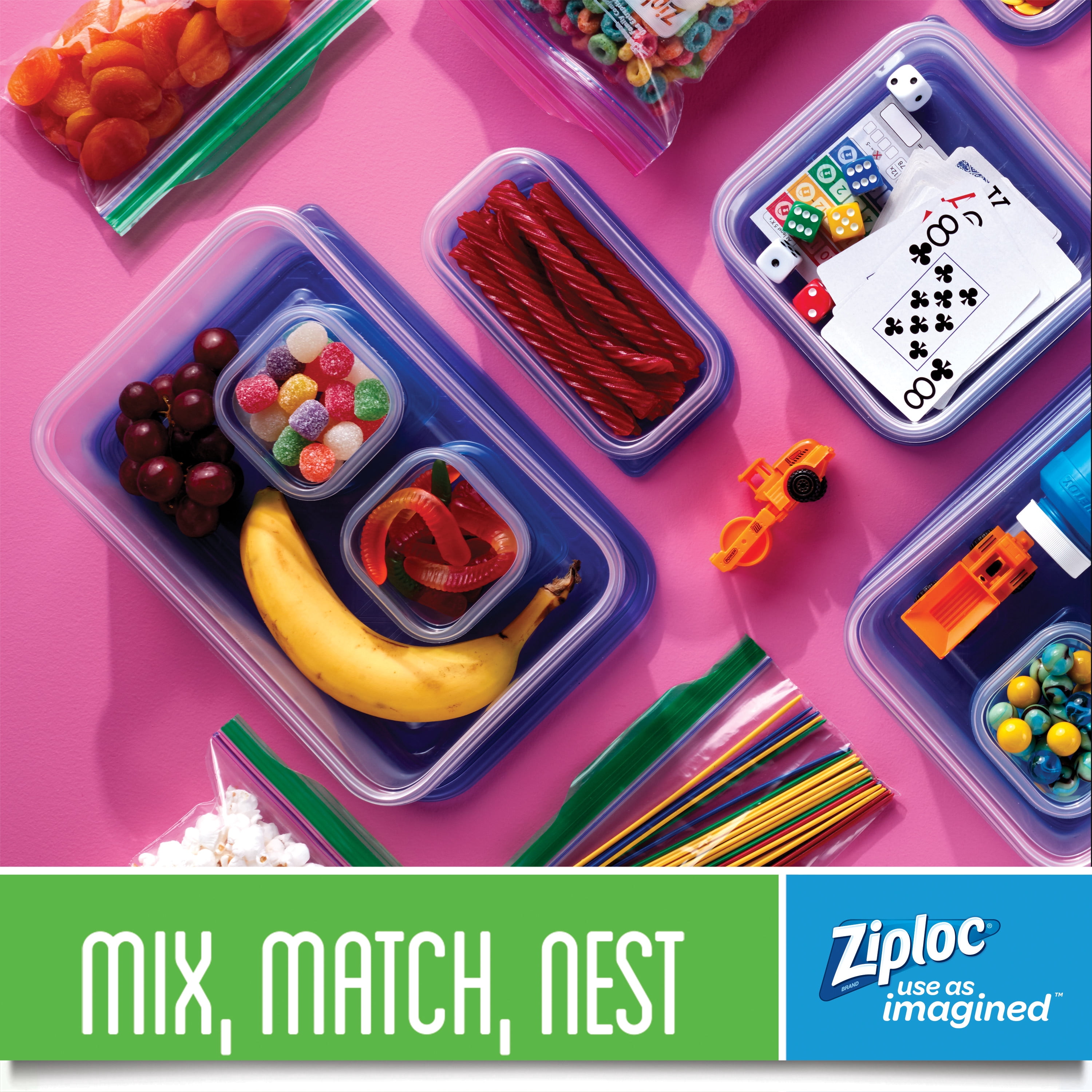 Ziploc® Brand, Food Storage Containers with Lids, Smart Snap Technology, Large Rectangle, 2 ct