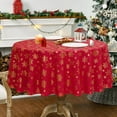 thumbnail image 2 of Christmas Table Cloth Round 60 Inch, Waterproof Red Gold Snowflake Tablecloth, Washable Metallic Xmas Table Cover Spillproof Winter Table Cloths Cover for Holiday Christmas Decorations, 2 of 5