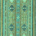 thumbnail image 1 of Ahgly Company Machine Washable Indoor Square Abstract Turquoise Blue Modern Area Rugs, 4' Square, 1 of 4