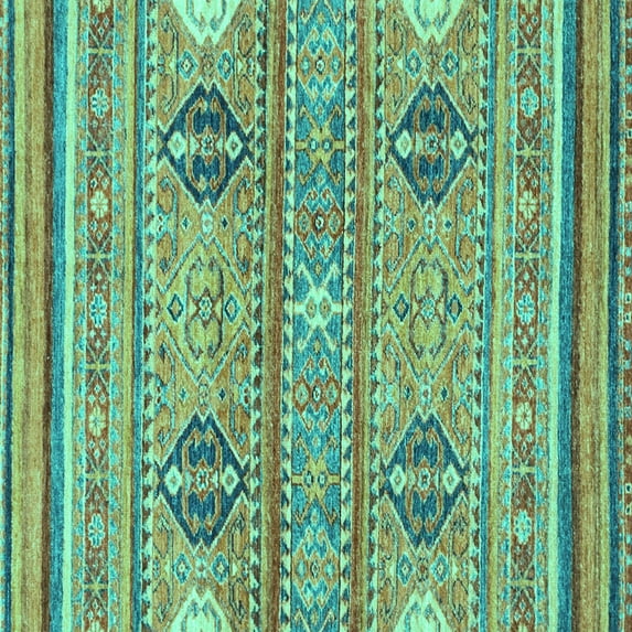 Ahgly Company Machine Washable Indoor Square Abstract Turquoise Blue Modern Area Rugs, 4' Square