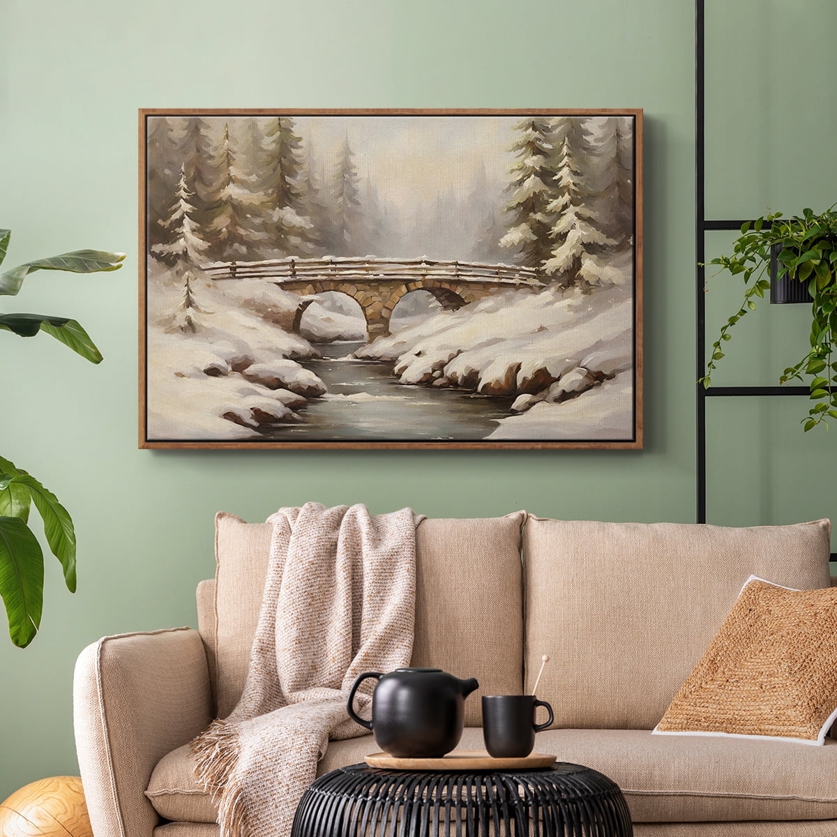 Vintage Landscape-CLXXVI By Wexford Home Framed in Walnut Wood Gallery Wrapped Canvas 25 in. x 37 in.