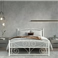 thumbnail image 2 of Full Size White Metal Bed - Headboard And Construction, Silent, Heavy-duty Capacity, Easy Setup, Box Spring Not Required, Suits 8-inch Above Mattresses, 600 Lbs Weight Limit Frame Robust , Stable,, 2 of 6