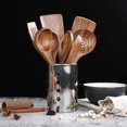 thumbnail image 4 of Cucharas de madera para cocinar, juego de utensilios de cocina antiadherentes, cucharas de madera, juego de utensilios de cocina, utensilios de madera de teca natural que no se ray, 4 of 5
