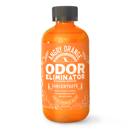 Angry Orange Pet Odor Eliminator for Home - 8oz Dog and Cat Pee Smell Remover for Carpet, Grass, Tile and Furniture - Citrus Concentrate, Makes 128oz of Liquid