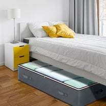 Lwlmwt Under-Bed Storage Box Clothing Storage Box Foldable Fabric Bedroom Storage Bins with Lid and Dual Zippers Under-Bed Storage Bag for Blankets, Clothing, and Down Comforters