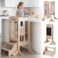 thumbnail image 1 of Gymax Foldable Toddler Step Stool Wooden Kitchen Standing Tower w/ 2-Setp Stool, 1 of 10