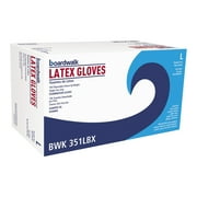 Boardwalk Powder-Free Latex Exam Gloves, Large, Natural, 4 4/5 mil, 100/Box -BWK351LBX