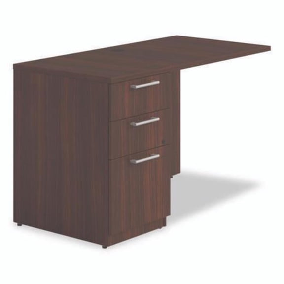 Alera SVRLP4824MY Seville Series Desk Return With Pedestal, Left, 48" X 24" X 29", Mahogany