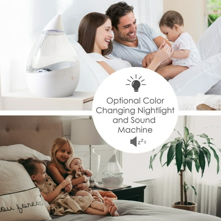 CRANE - 1 Gal. Drop Cool Mist Humidifier with Sound Machine - Grey