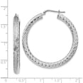 thumbnail image 3 of 14K White Gold 4X30mm Diamond-Cut Round Hoop Earrings (41.25 X 39.75) Made In Peru tf1336w, 3 of 5