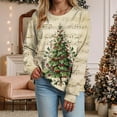 thumbnail image 7 of Jkety Vintage Christmas Sweater Christmas Shirts for Women Long Sleeve Vintage Santa Claus Shirts Fashion Christmas Holiday Tops Light Yellow,S, 7 of 7