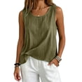 thumbnail image 6 of Oversized Linen Tank Tops for Women 2026 Summer Casual Comfy Sleeveless Linen Shirts Loose Lightweight Gauze Blouses, S, 6 of 7