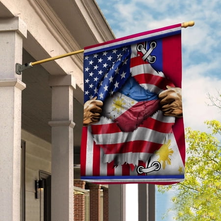 Flags Proud Philippine American Flag Ripped flag Philippines strong House Flag, Double-Sided Decorative Outdoor Flag, Patriotic Polyester Yard Flag 29.5 x 39.5 in